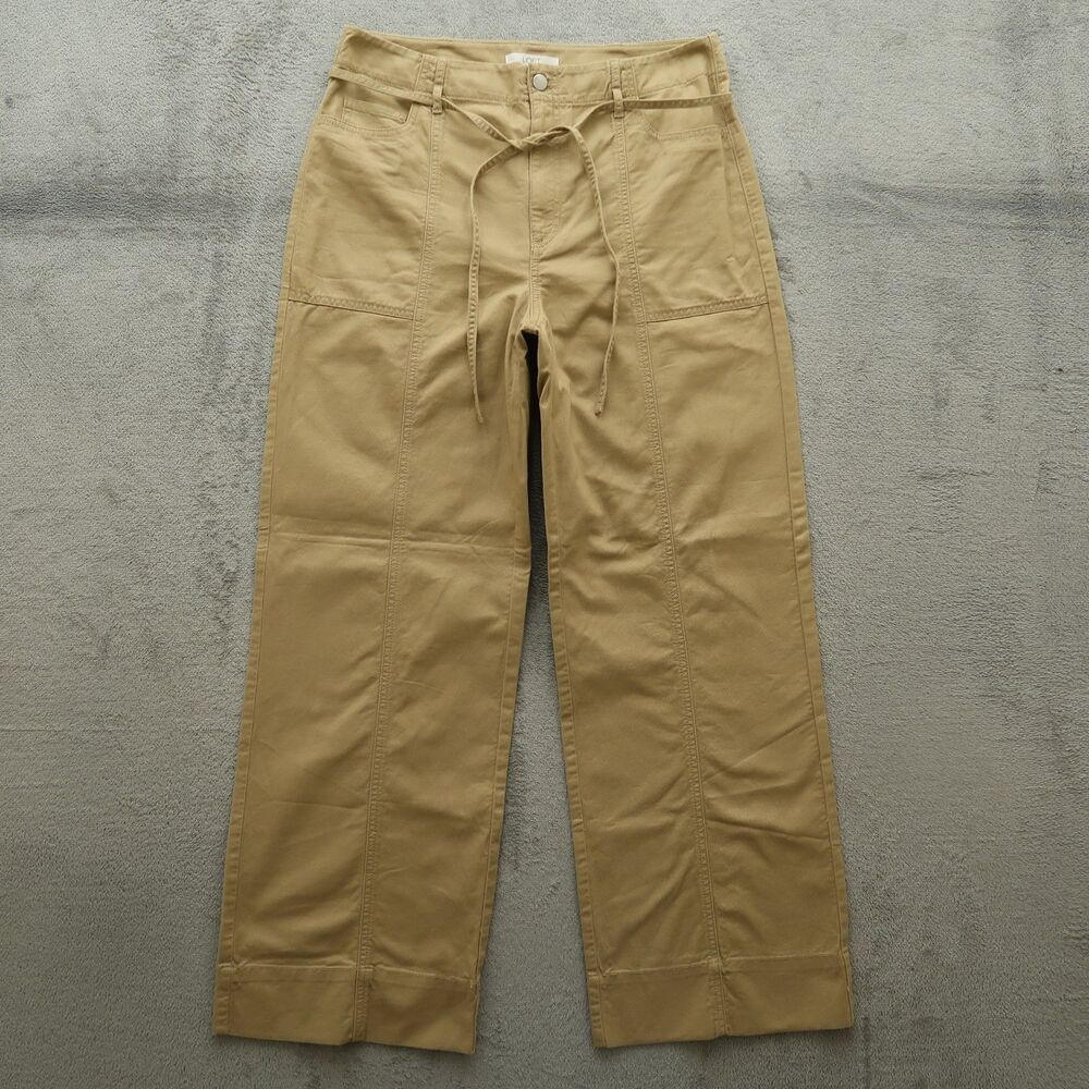 Loft Chino Pants Women's Size 10 Brown High-Rise Wide-Leg Cotton 30" Inseam